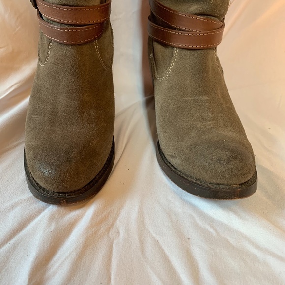 FRYE Strappy Jane Tall Boots Size 7 Gray Suede - Picture 11 of 14